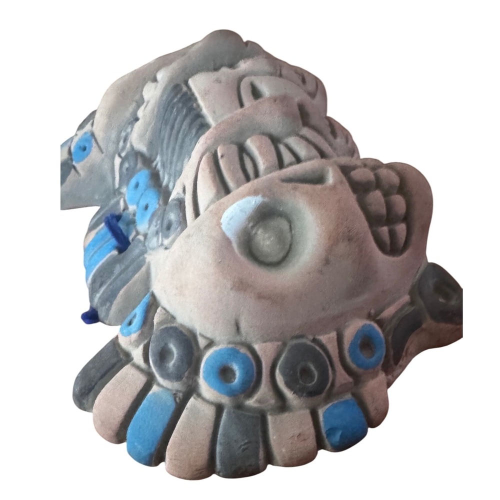 Vintage Mexican Folk‎ Wall Art Clay 3 Ages of Man Multi Face Aztec 6" has chip - Picture 4 of 10